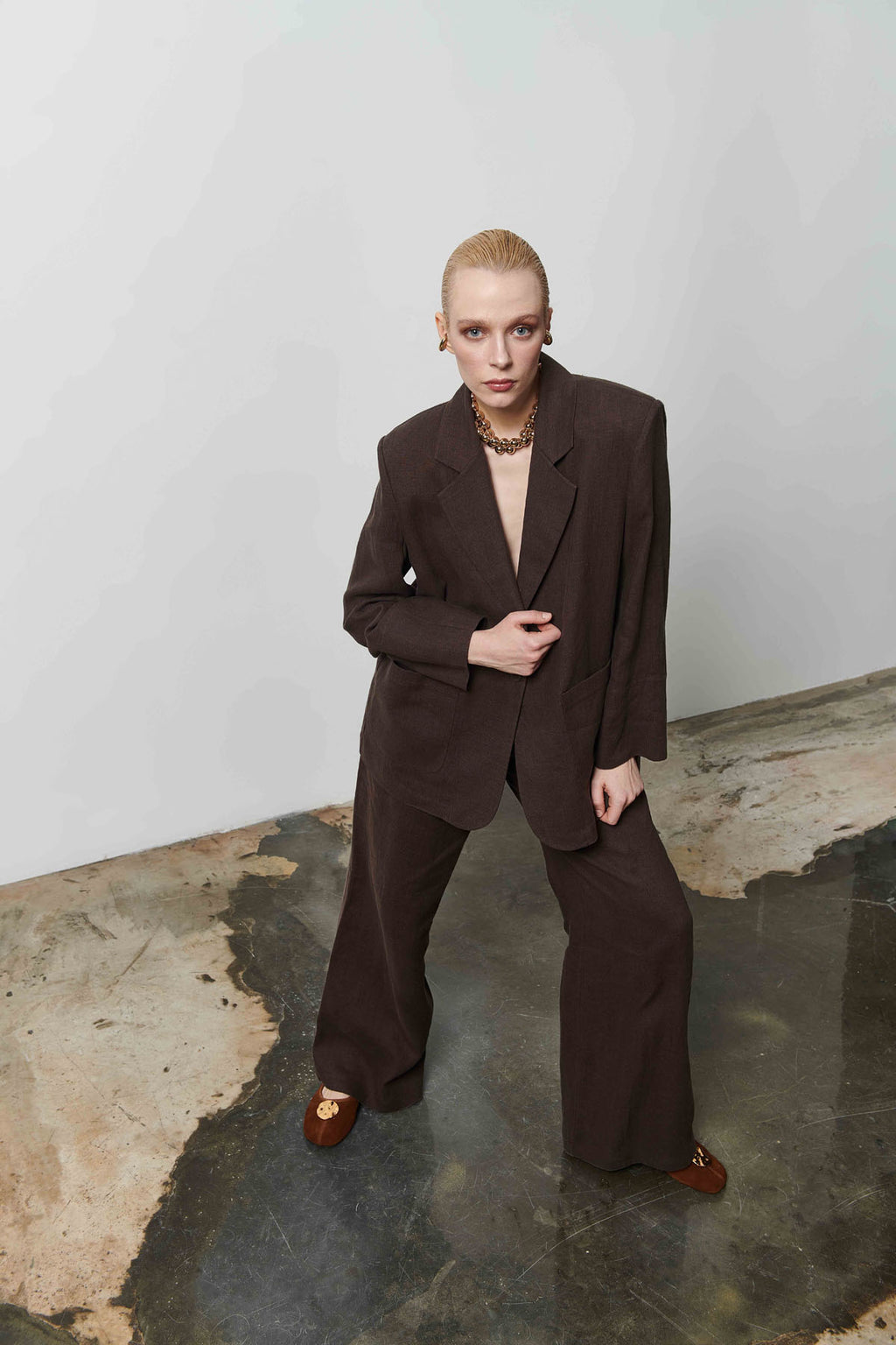 Kadın Keten Geniş Paça Pantolon