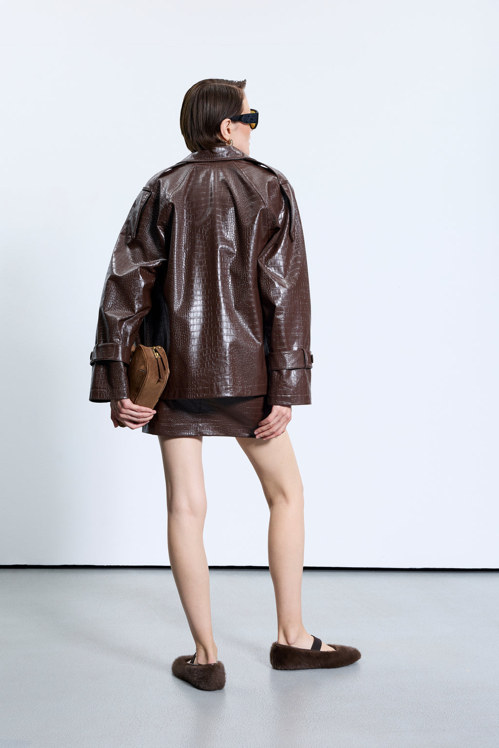 1716 Kahve Deri Trençkot