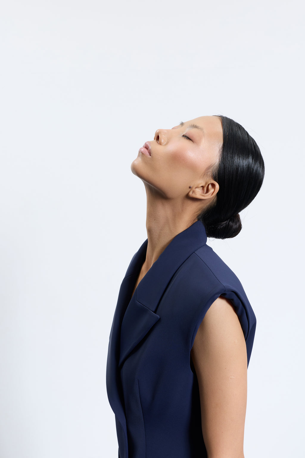 1616 Kruvaze Kadın Kolsuz Lacivert Yelek