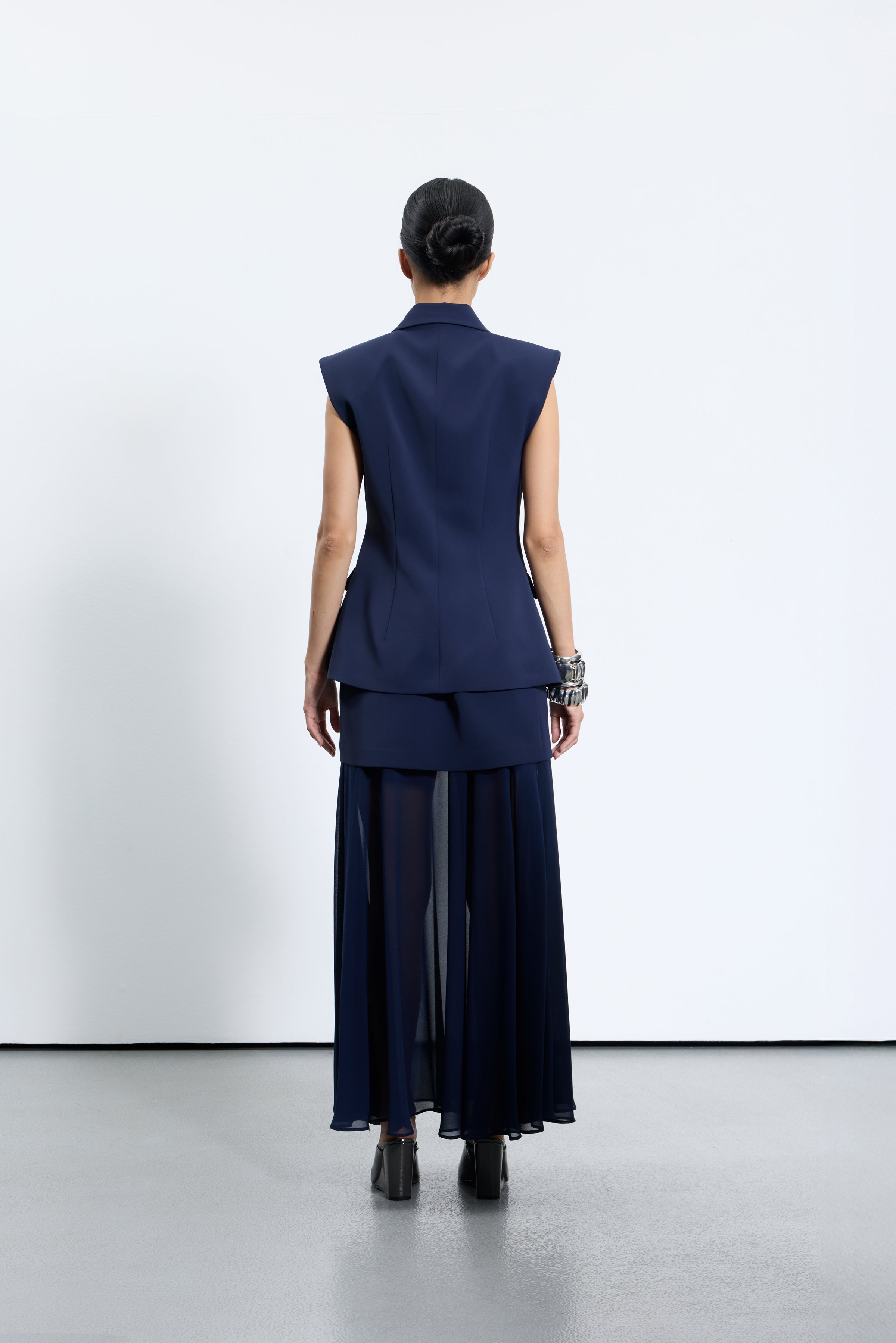 3609 Lacivert Kadın Şifon Etek