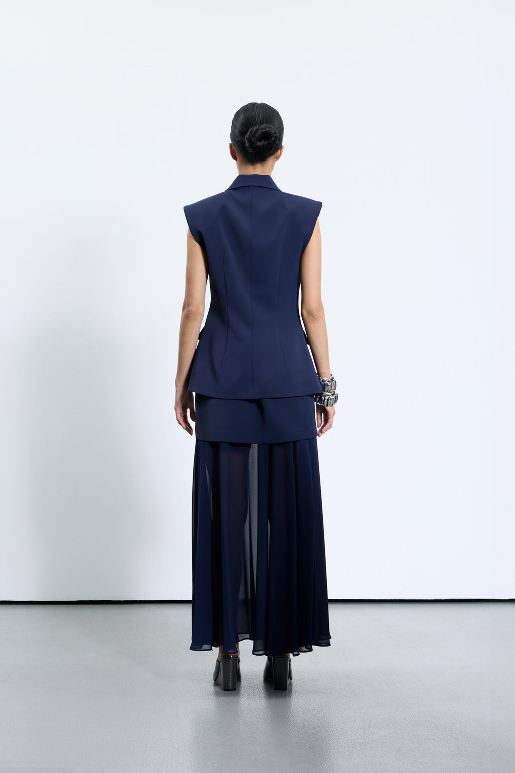 1616 Kruvaze Kadın Kolsuz Lacivert Yelek