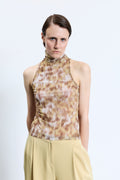6712 Brown Tulle Blouse