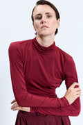 6709 Bordo Sırt Dekolteli Çıtçıtlı Body