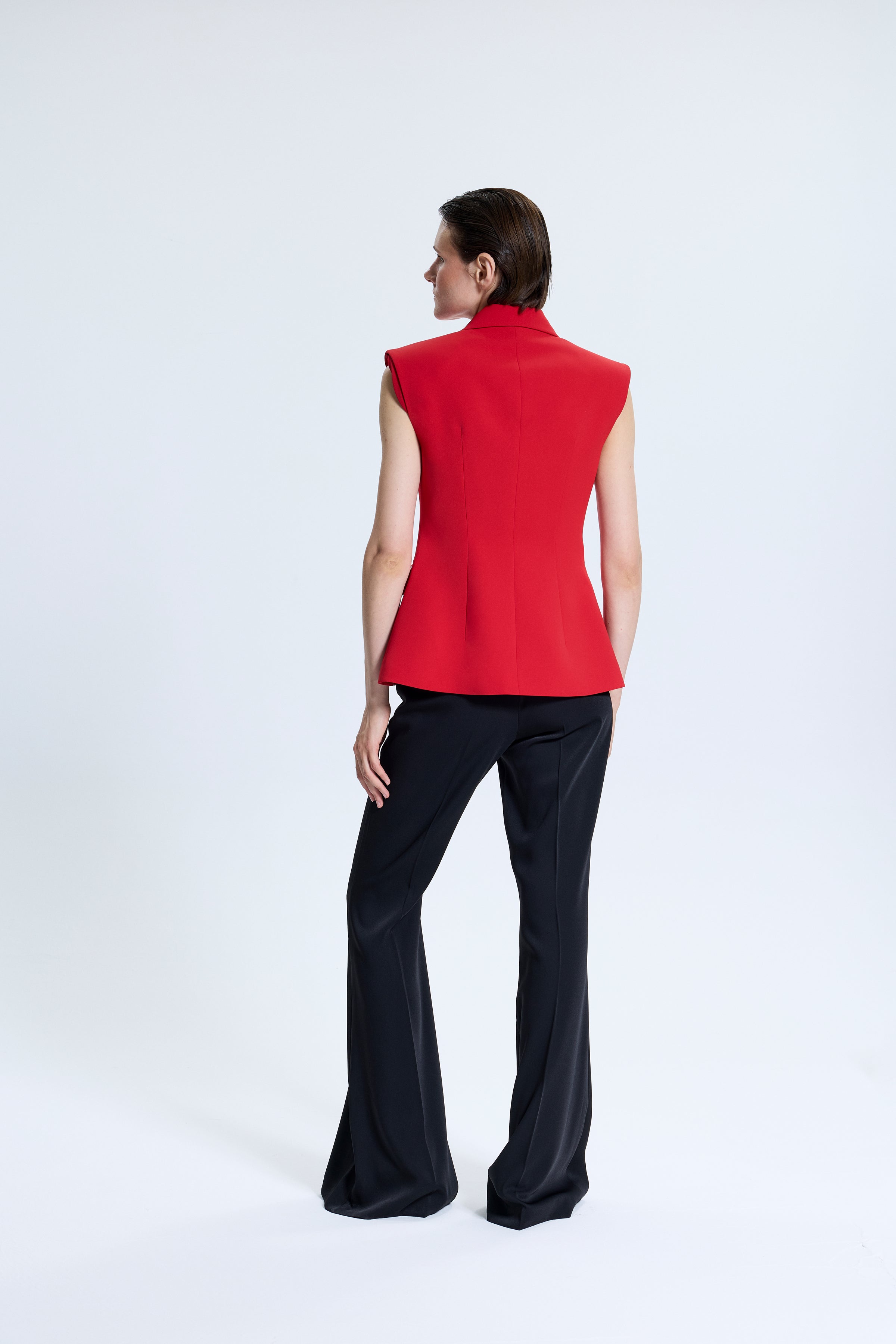 1616 Kruvaze Kadın Kolsuz Kırmızı Yelek