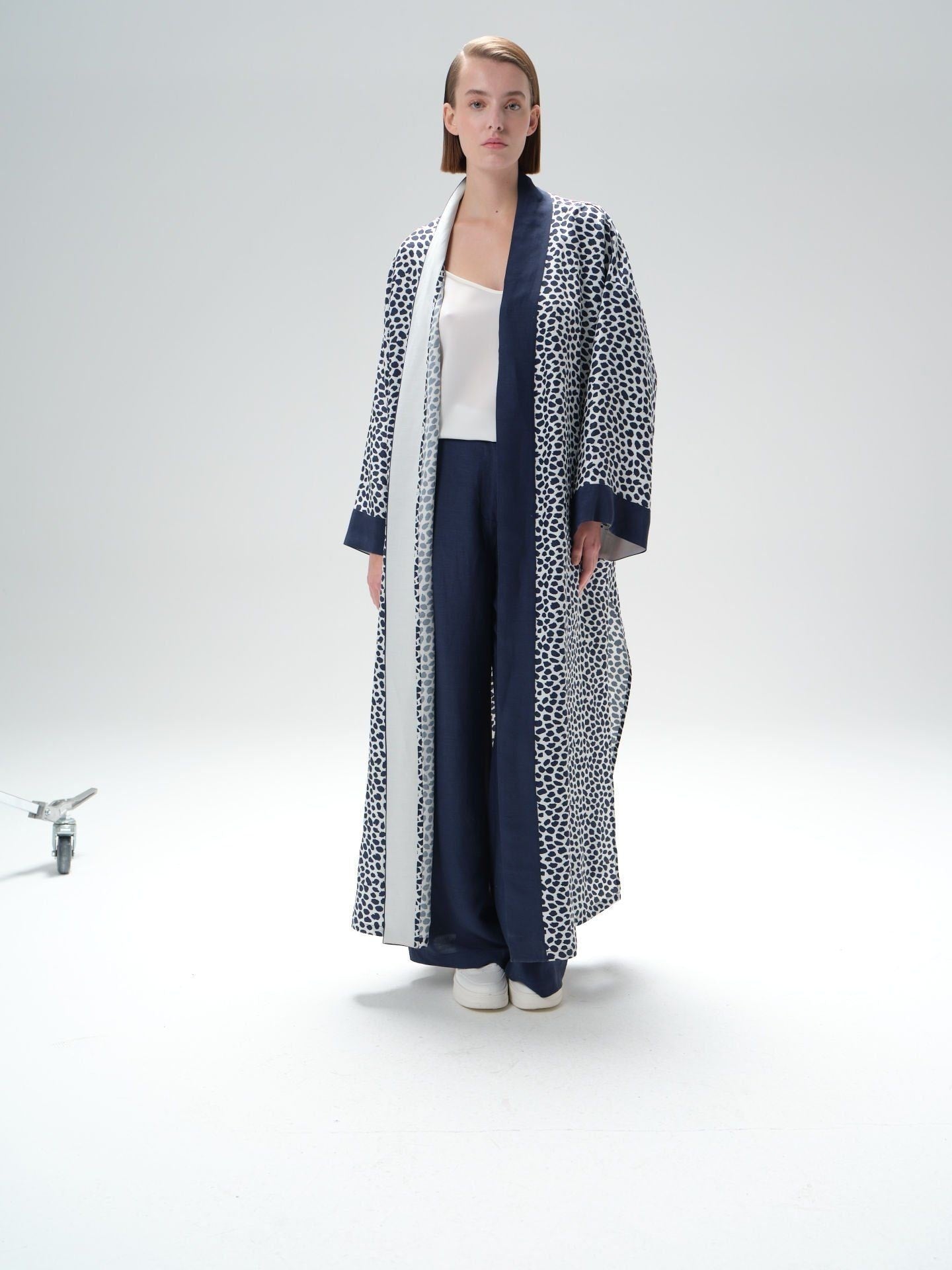 Comfortable and Stylish Geometric Patterned Modern Long Kimono