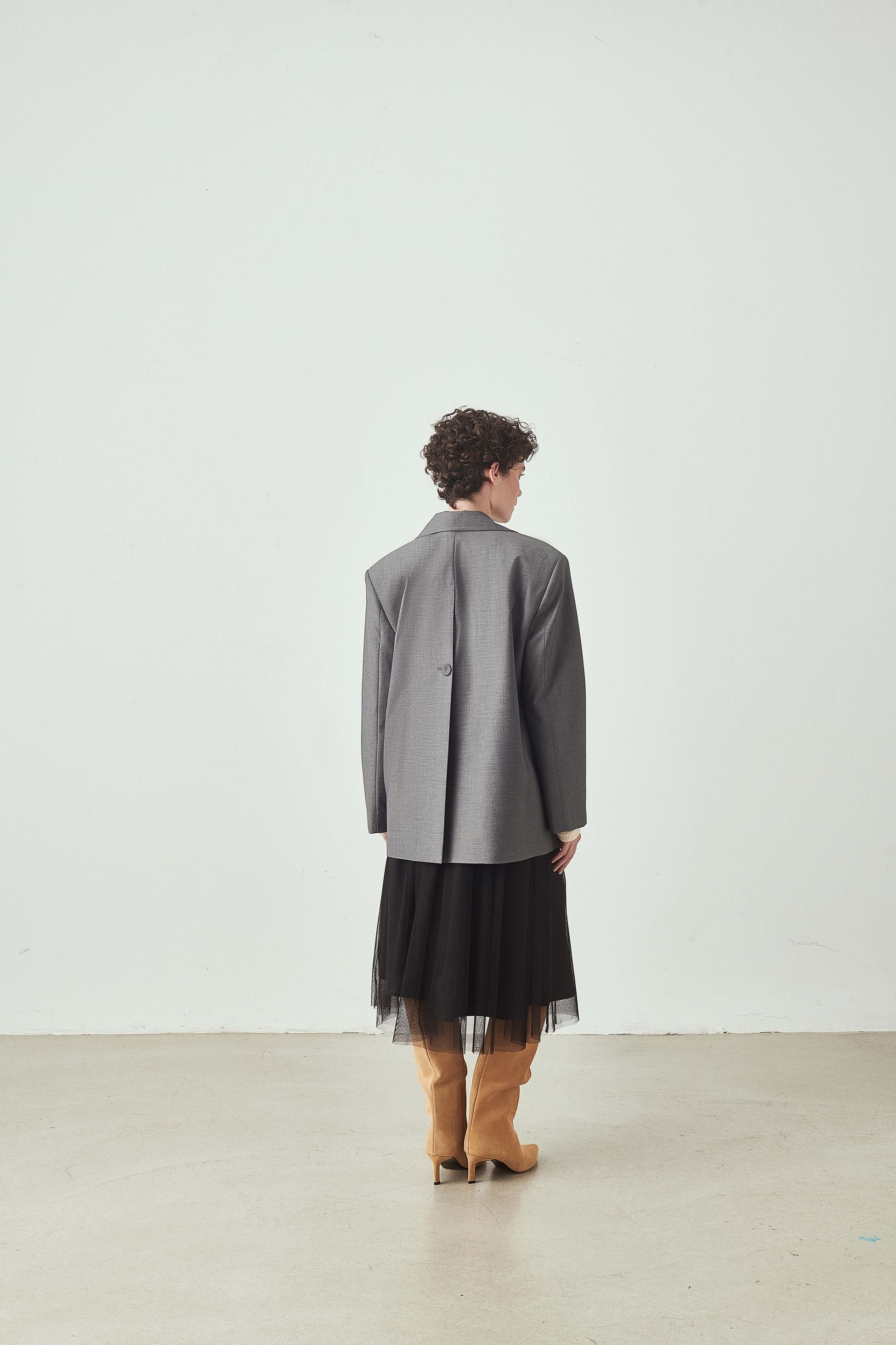 Arka Yırtmaç Detaylı Oversize Ceket