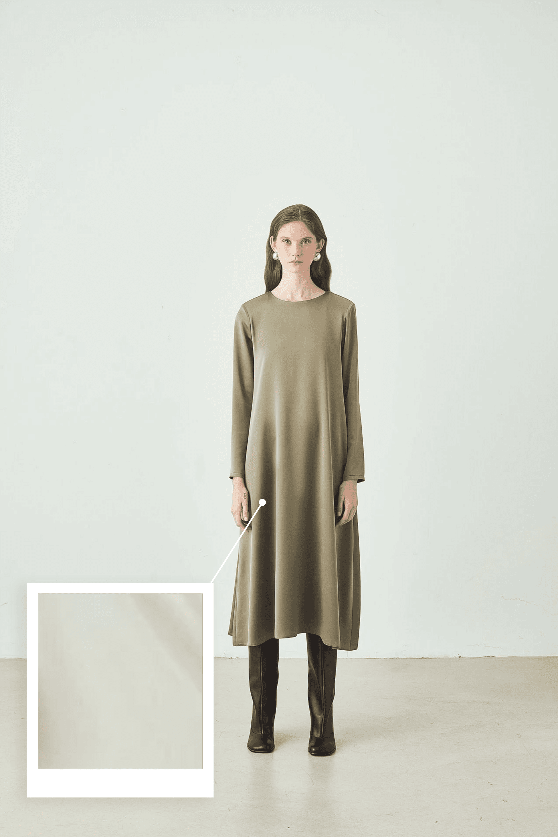 Uzun Kollu Midi Elbise