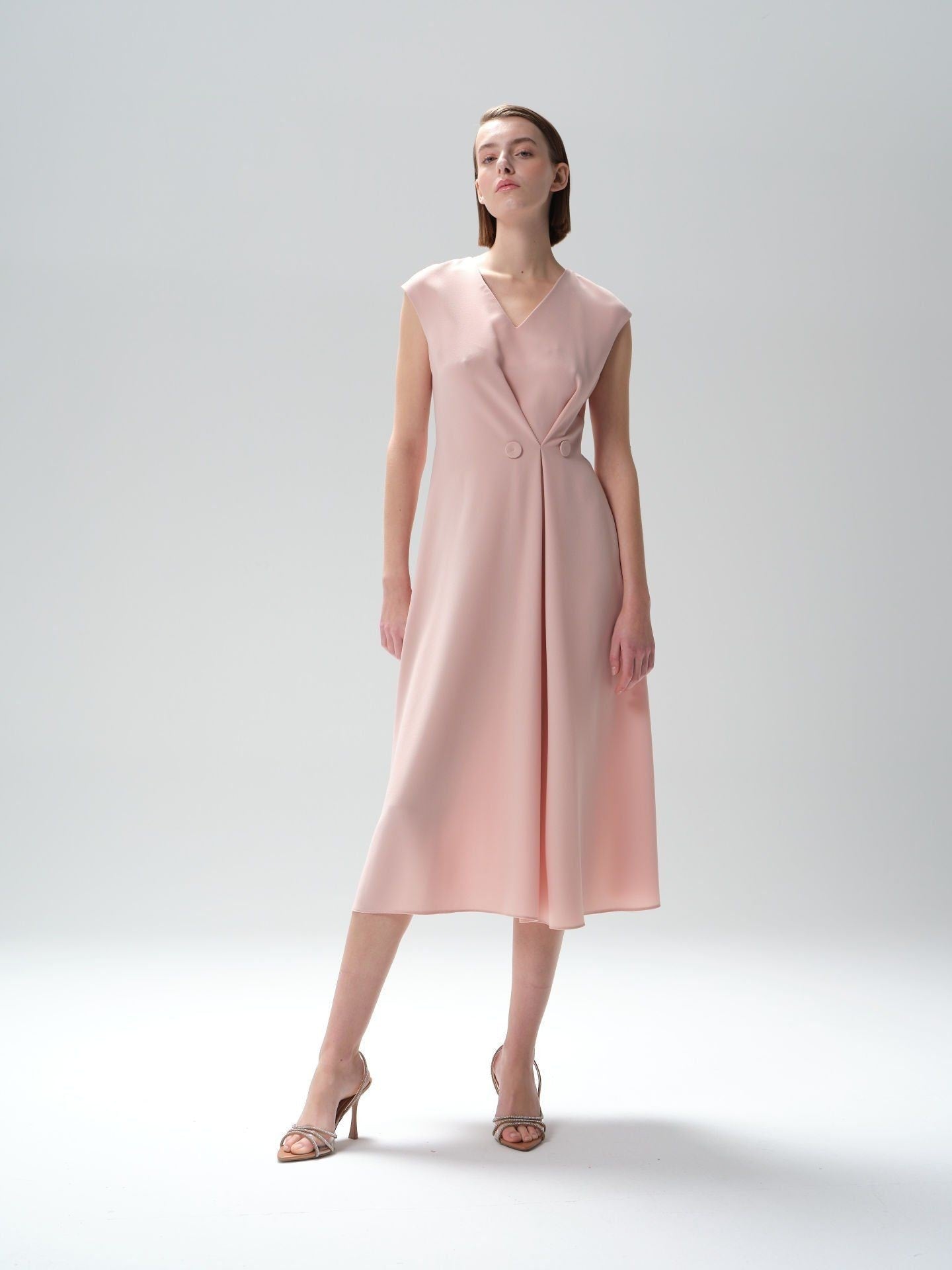 Women's Midi Dress with Button Detail