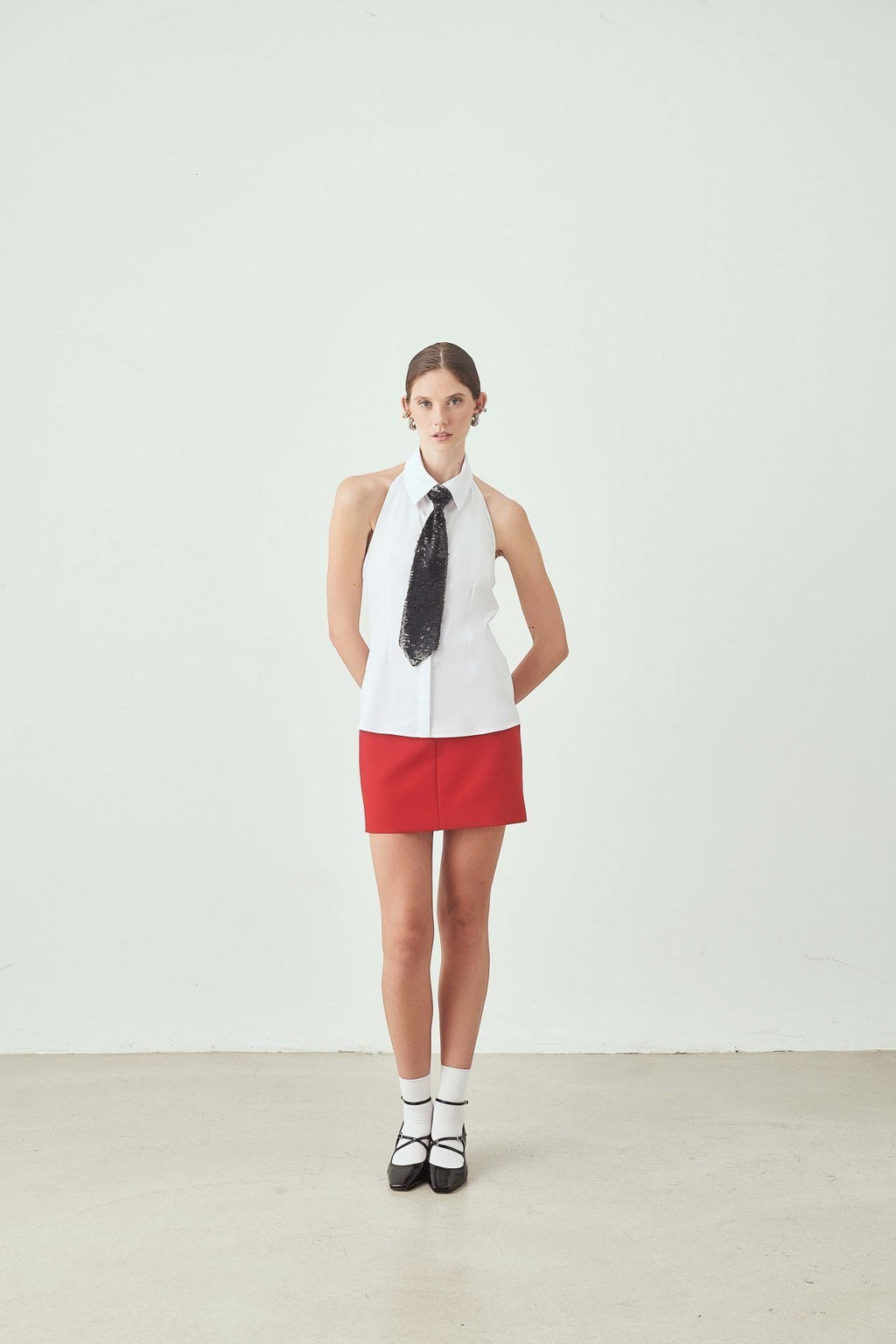 Yüksek Bel Düz Kesim Mini Etek