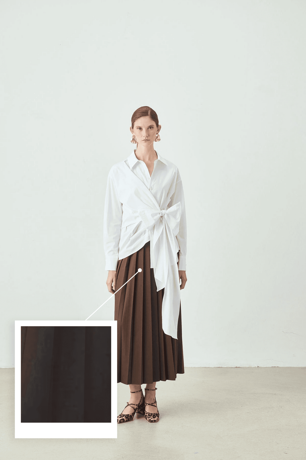 Yüksek Bel Pileli Midi Etek