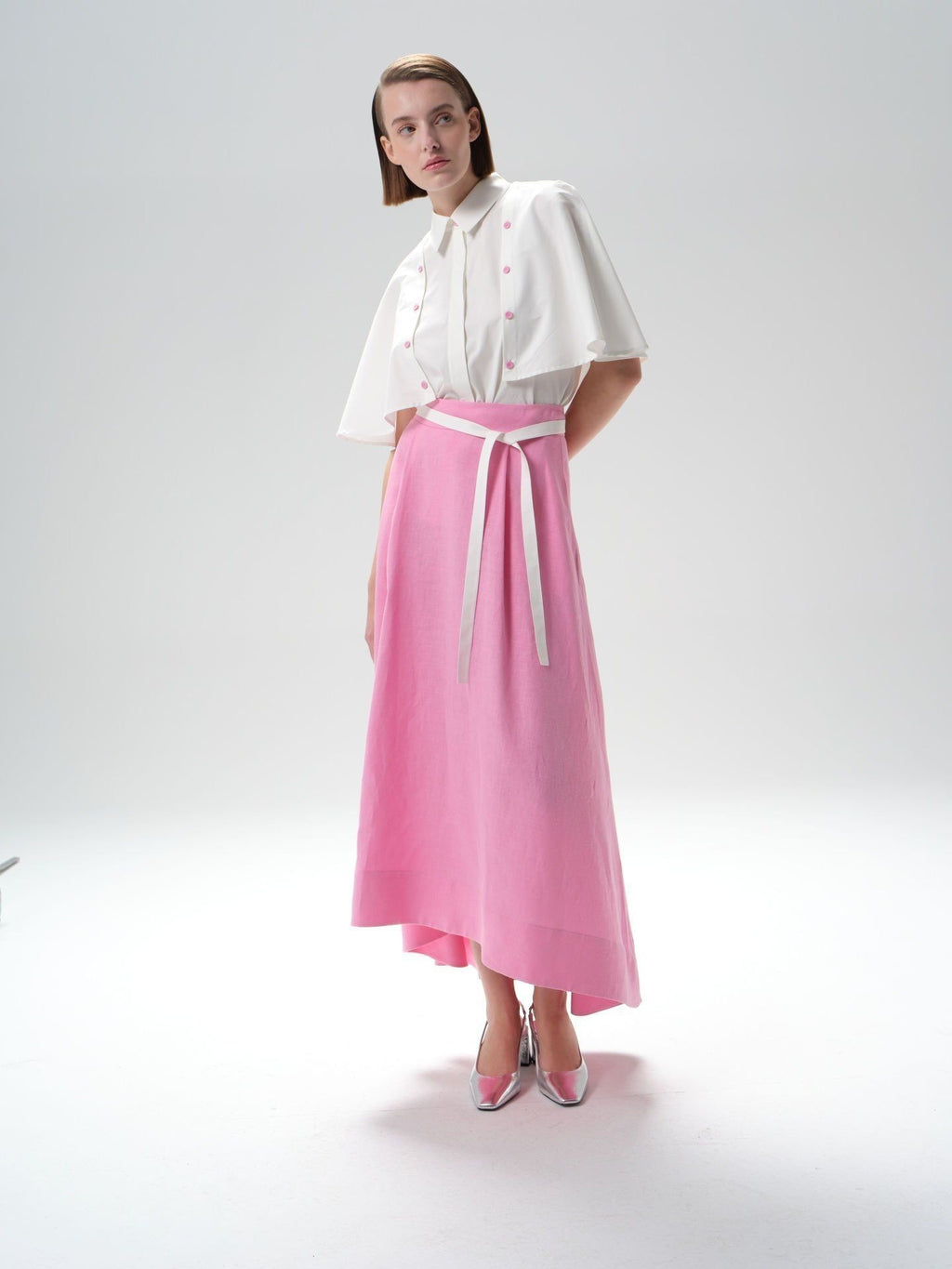 Natural and Elegant Pink Linen Long Summer Skirt
