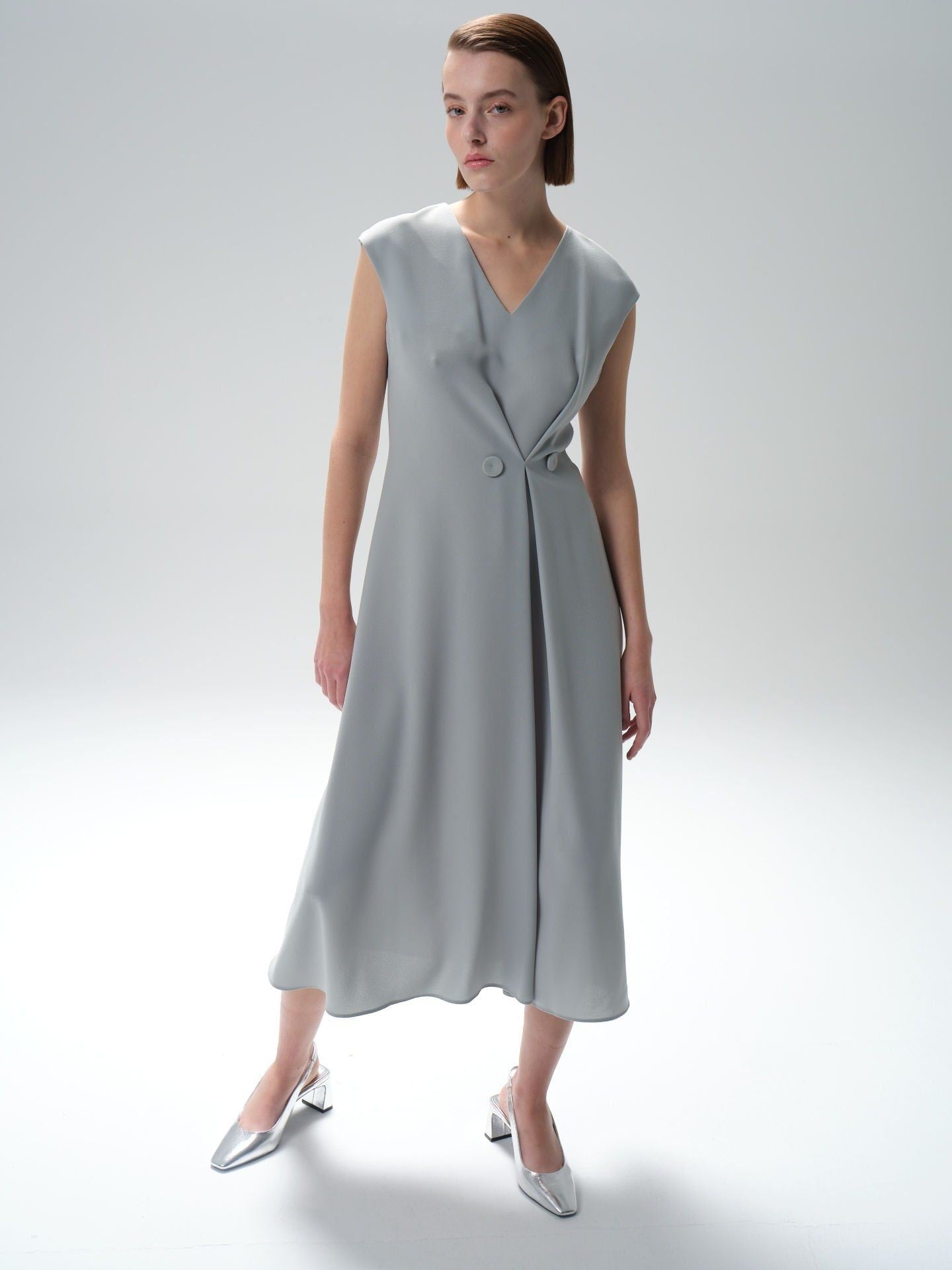 Women's Midi Dress with Button Detail