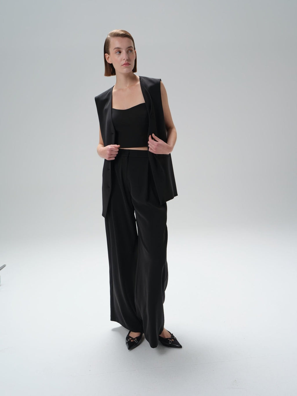 Fleto Cepli Düğmeli Oversize Yelek