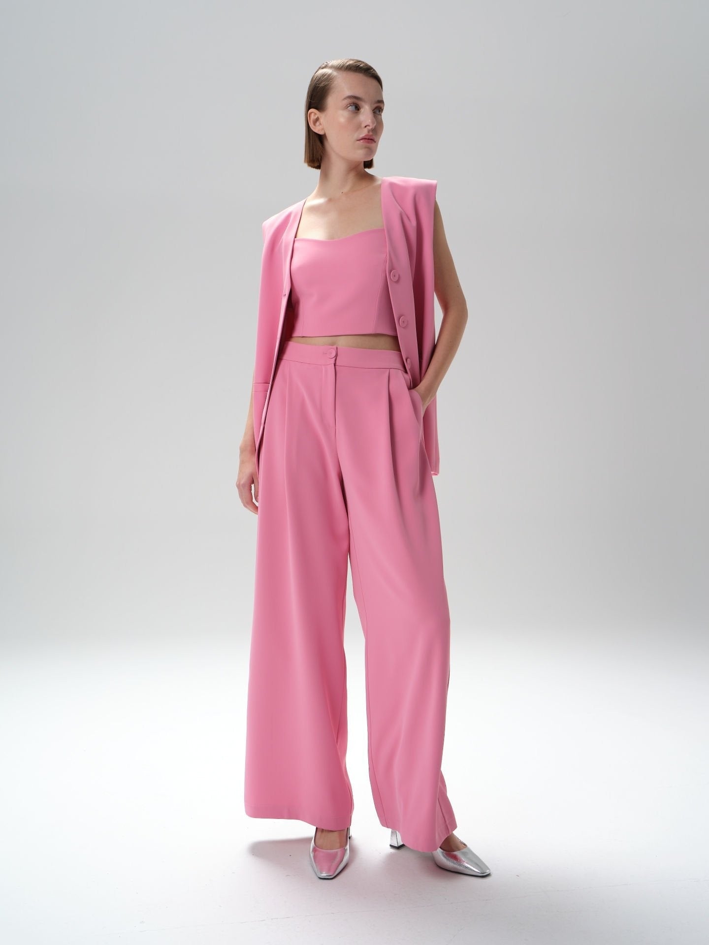 Geniş Paça Yüksek Bel Palazzo Pantolon