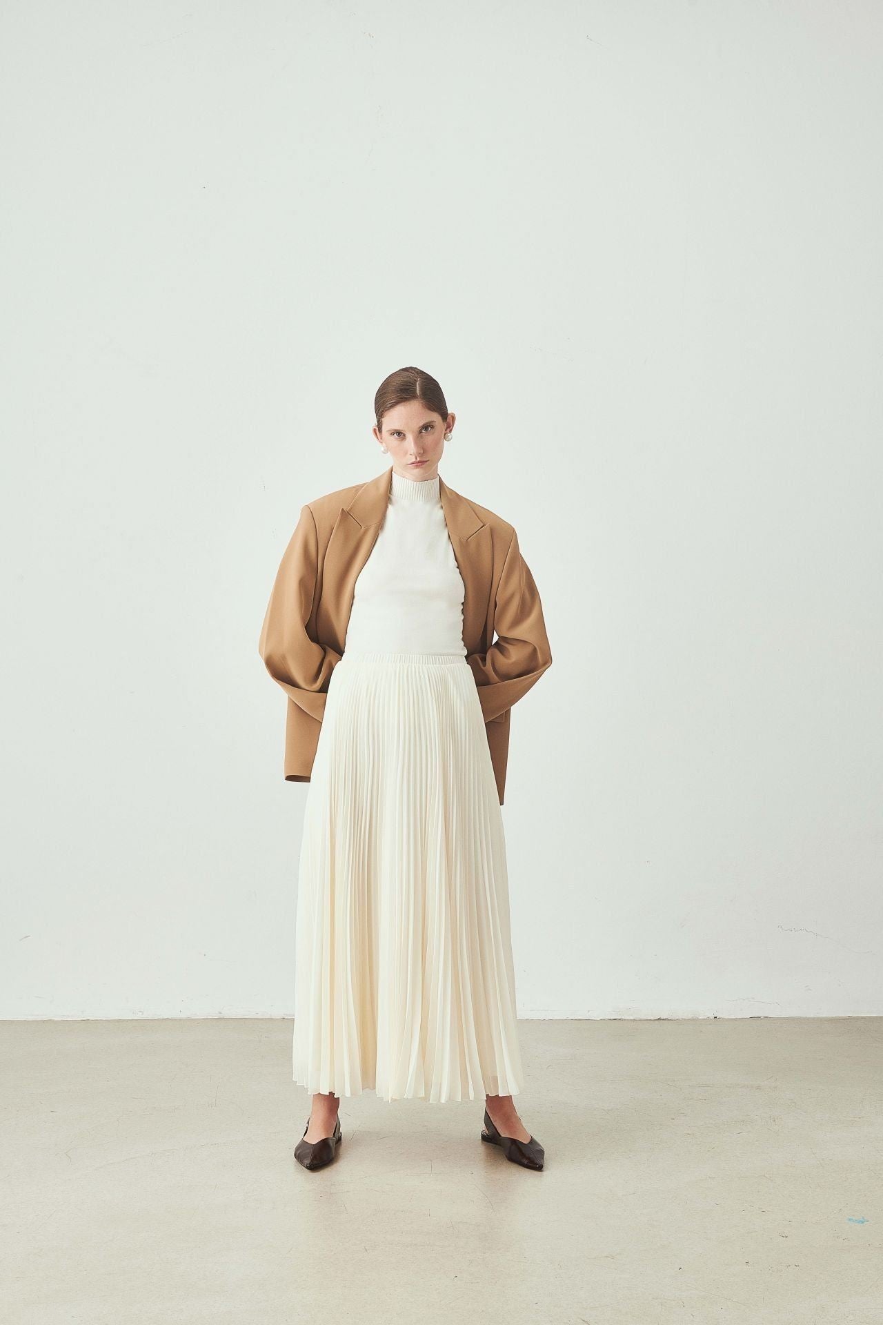 High Waist Pleated Long Skirt