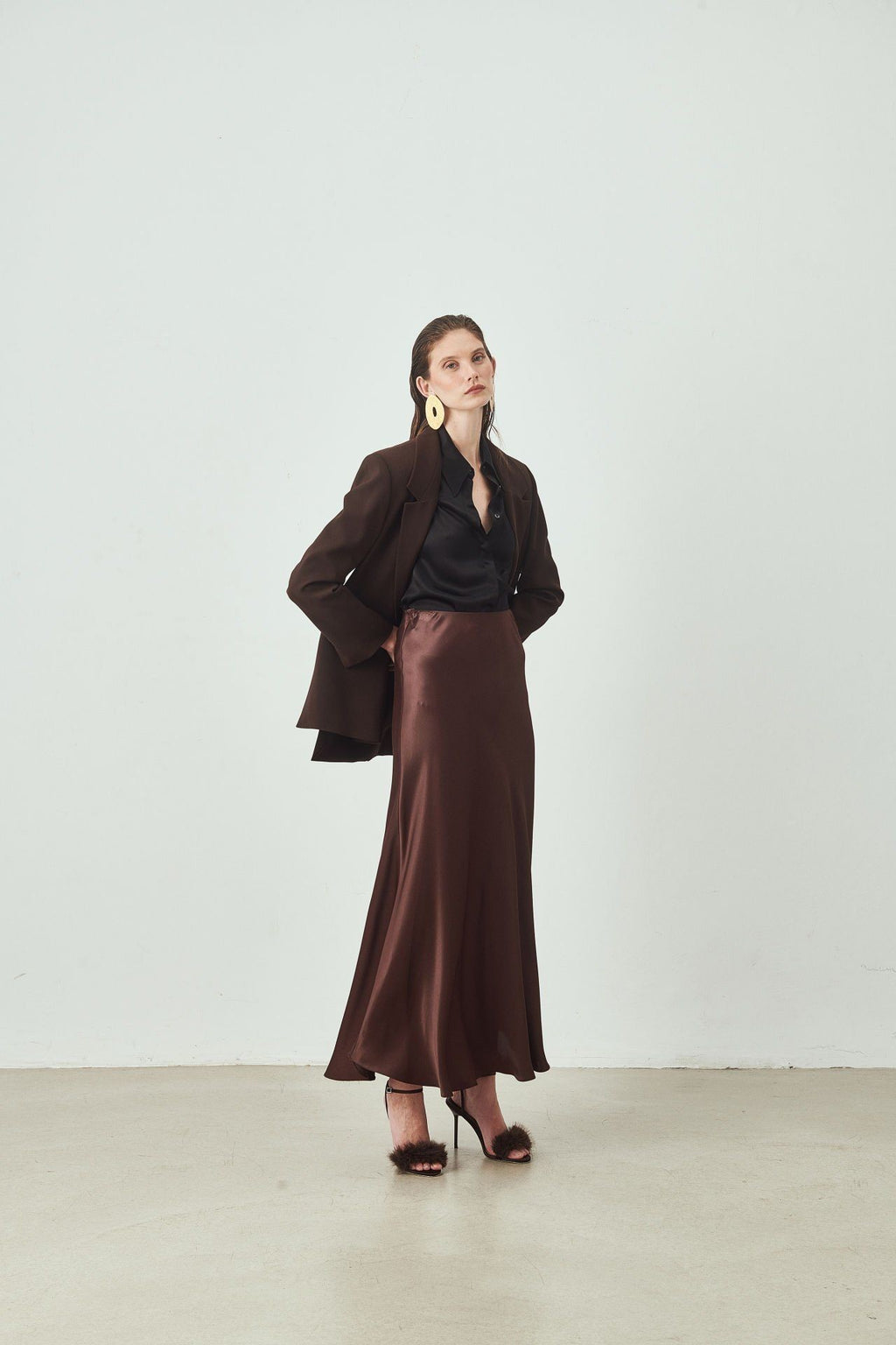 Yüksek Bel Midi Etek