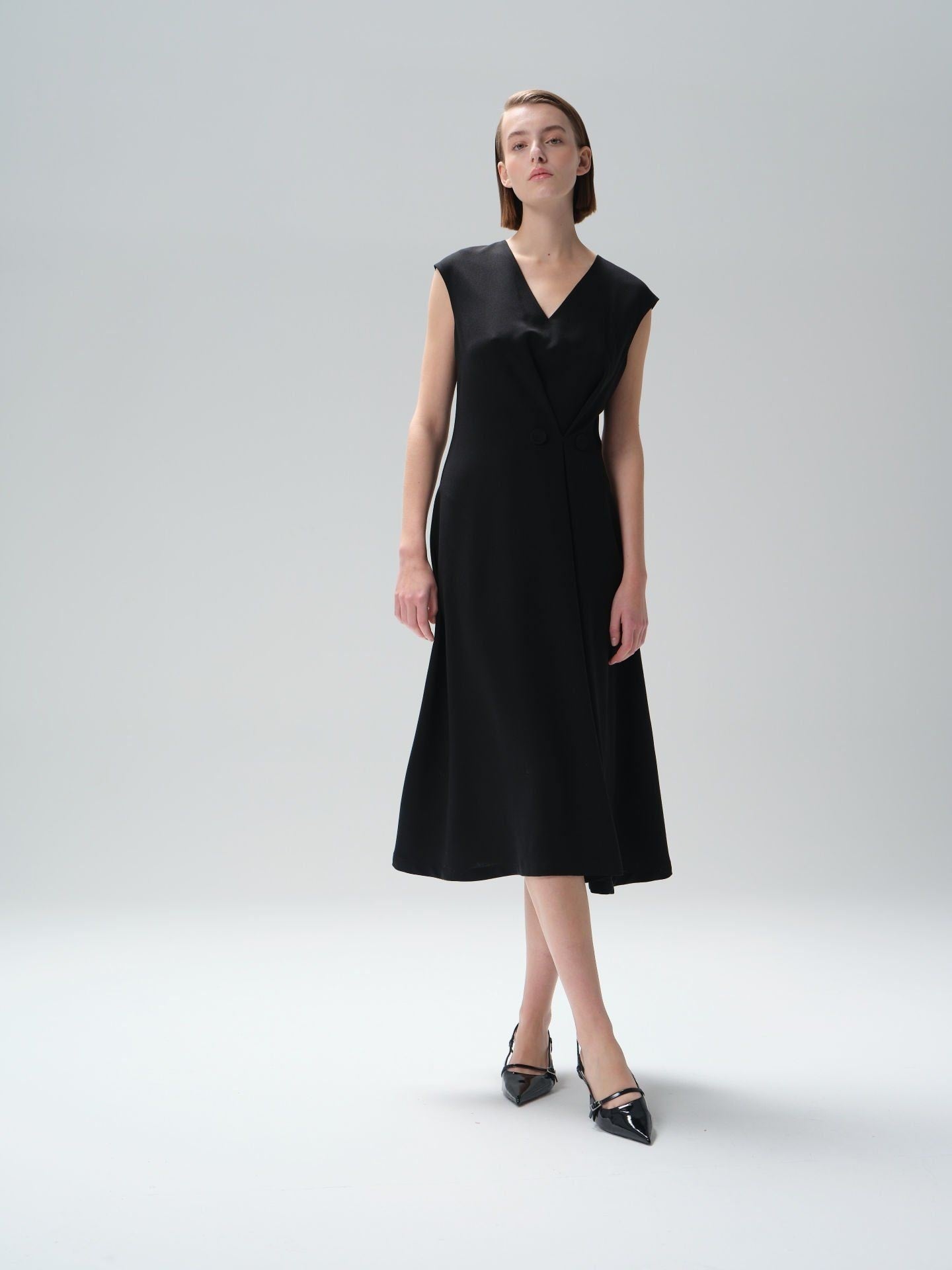 Women's Midi Dress with Button Detail