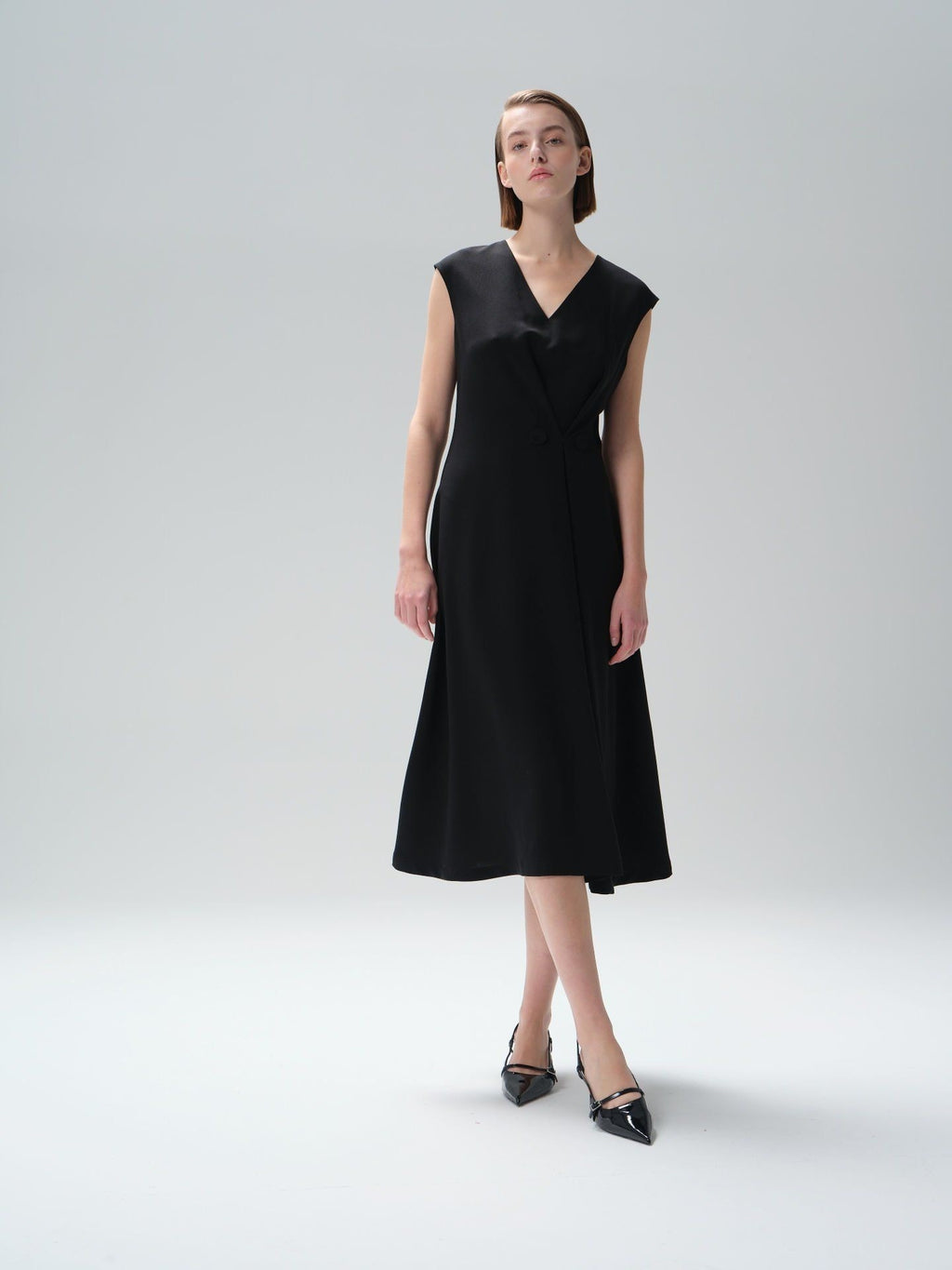 Women's Midi Dress with Button Detail
