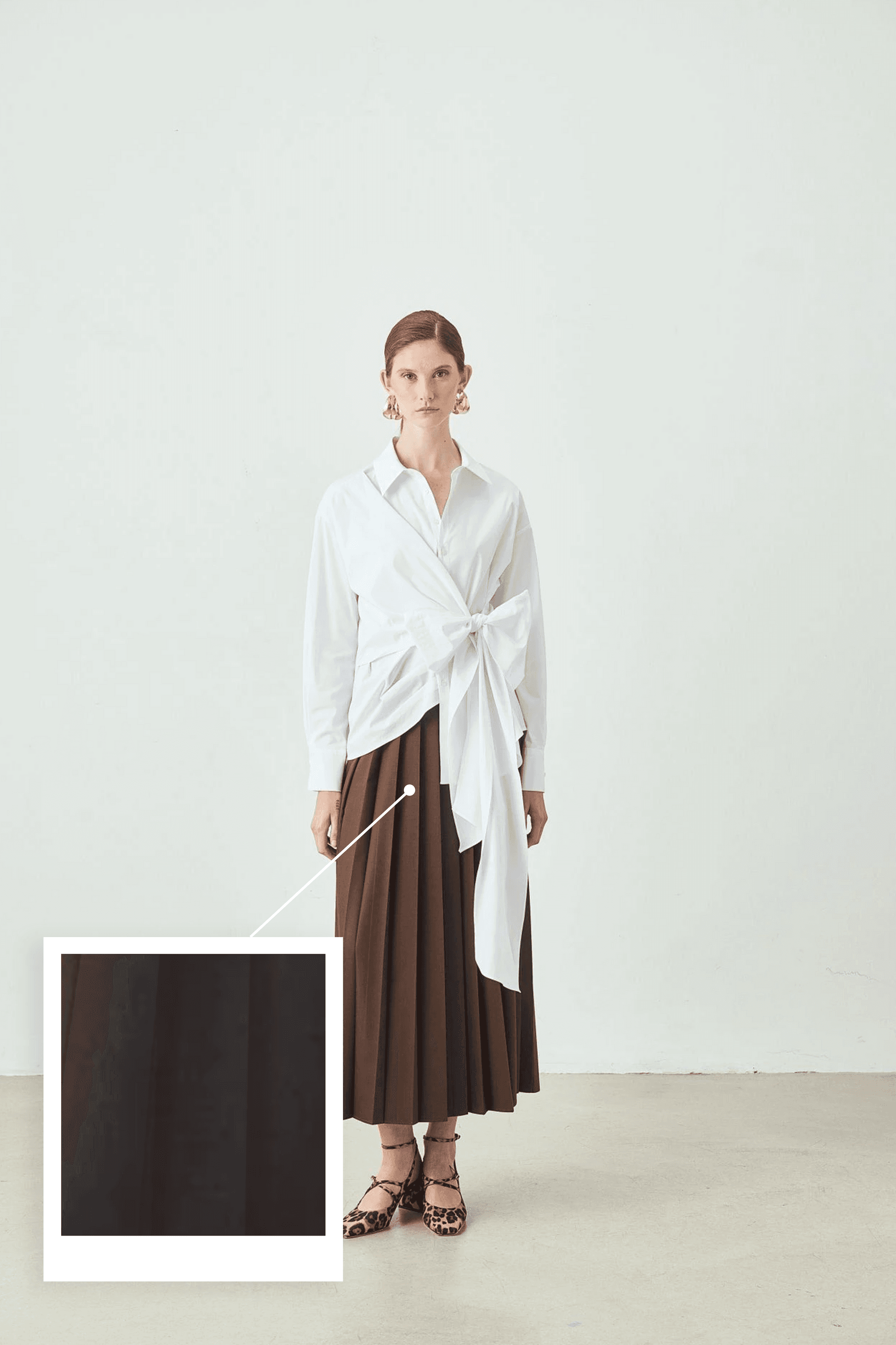 Yüksek Bel Pileli Midi Etek