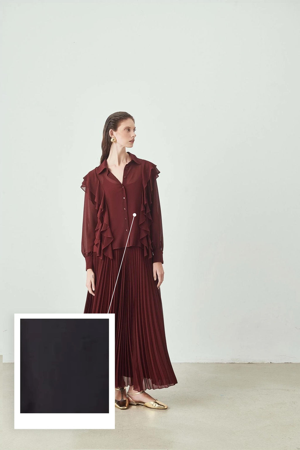 Draped Balloon Sleeve Shirt