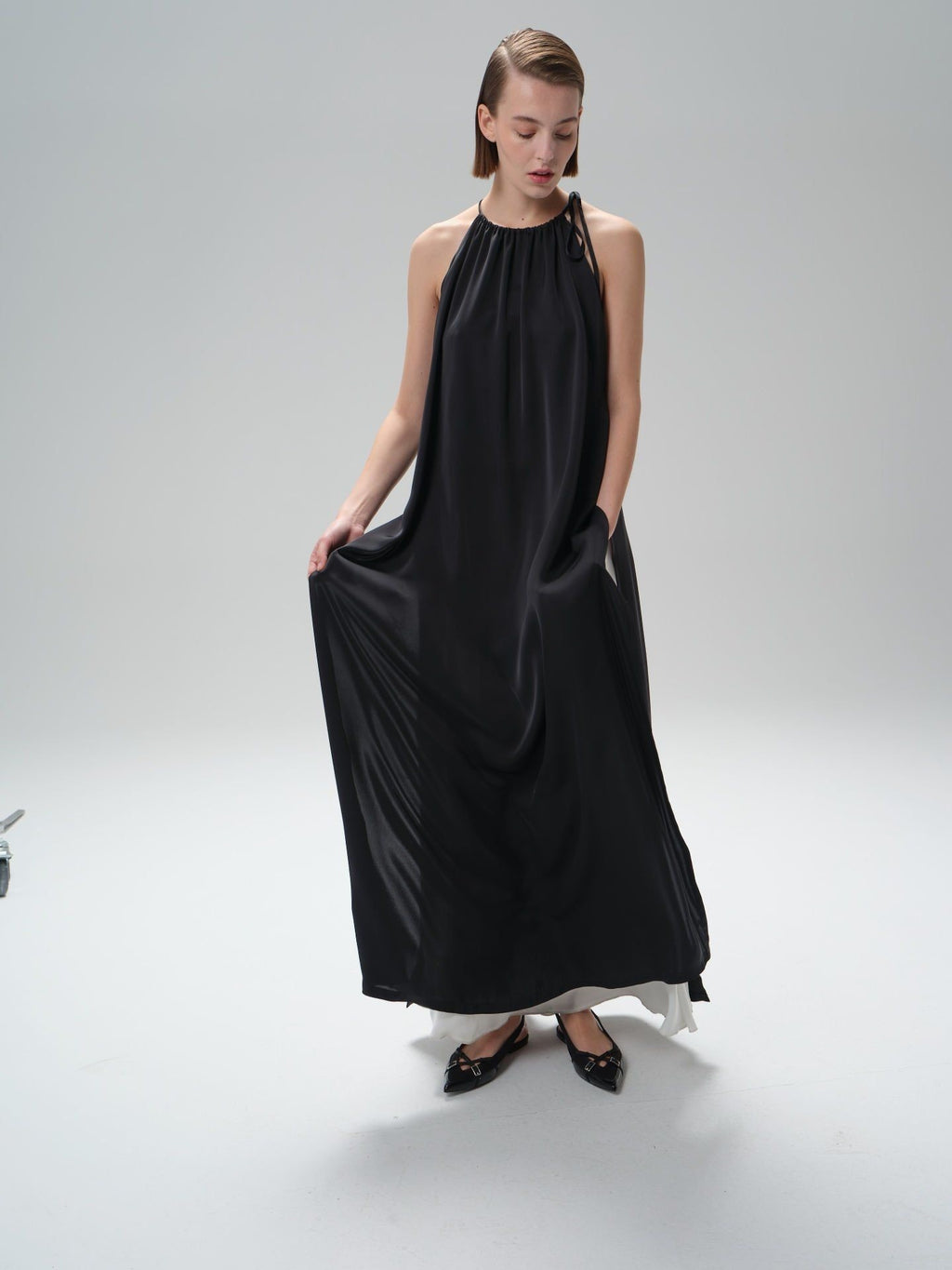 Contrast Garnished Long Dress