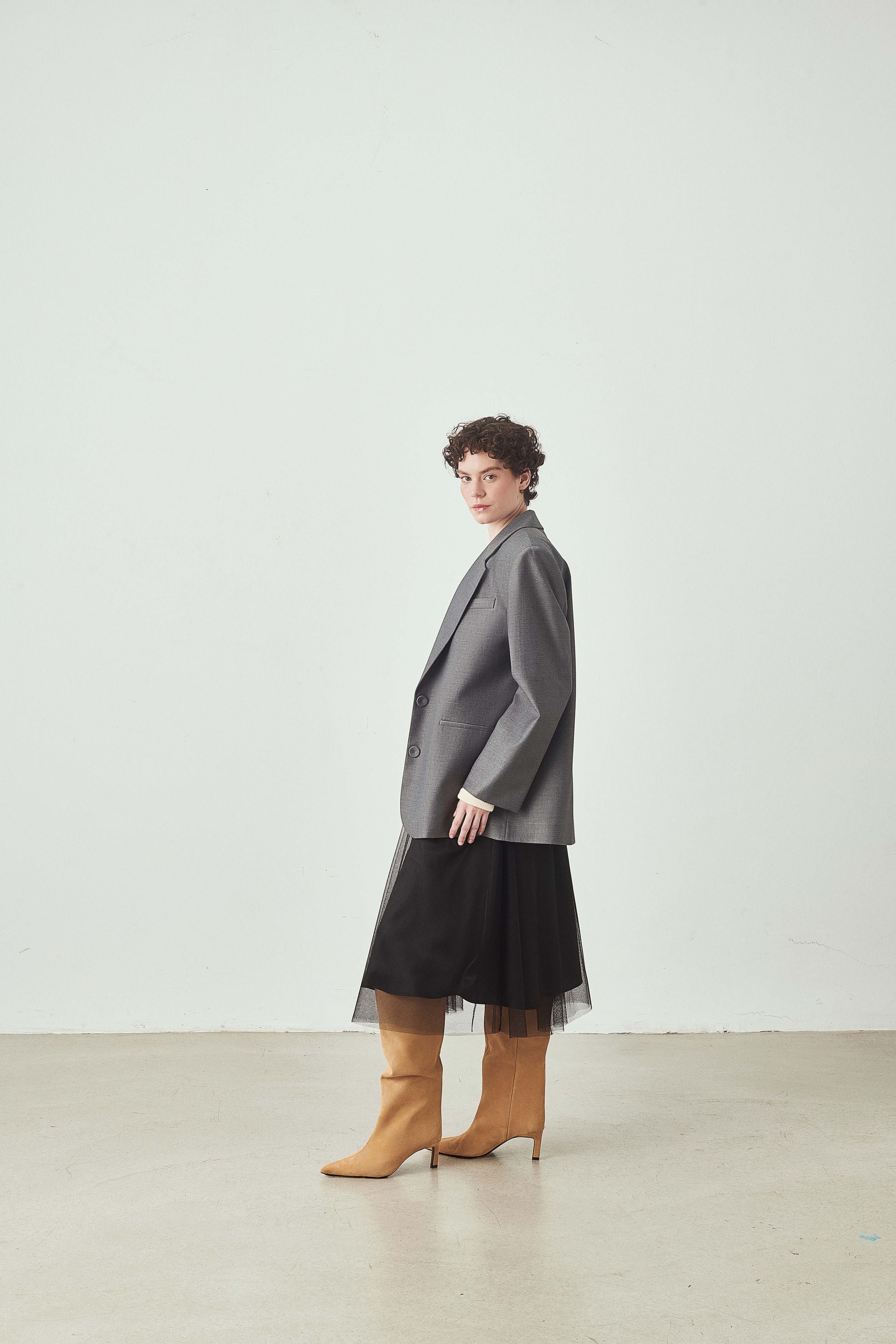 Arka Yırtmaç Detaylı Oversize Ceket