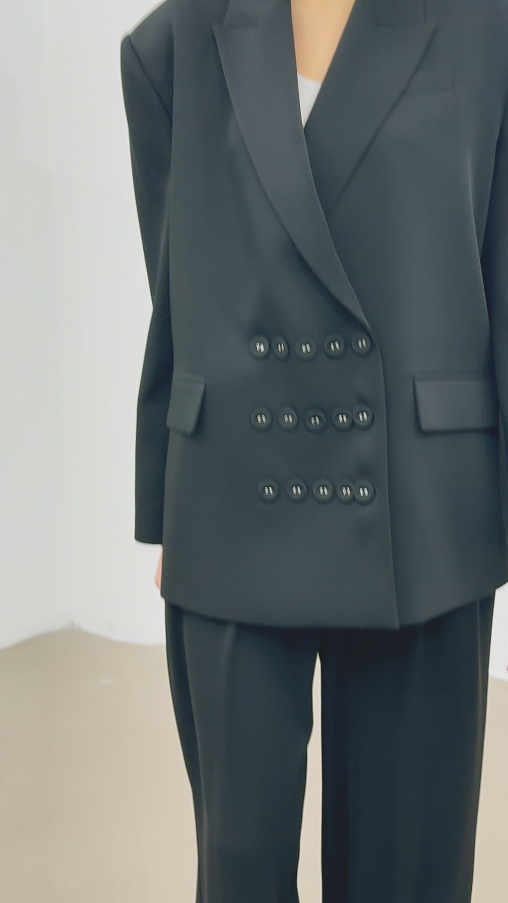 7814 Düğme Detaylı Oversize Ceket Pantolon Takım
